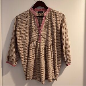 Top blouse M long sleeves Fragonard embroidered pink